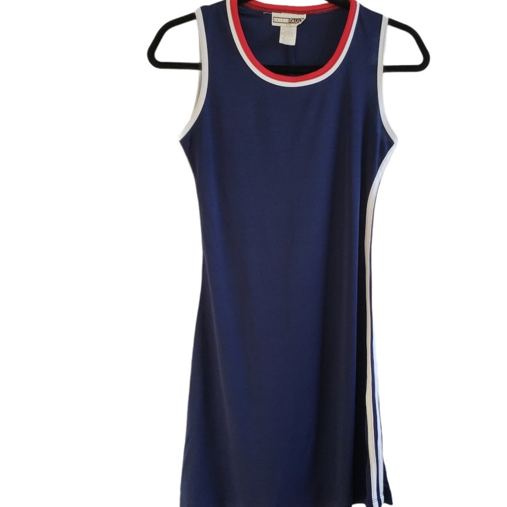 Double Fault Dress Midi Ribbed Tank Red White Blue Size Small